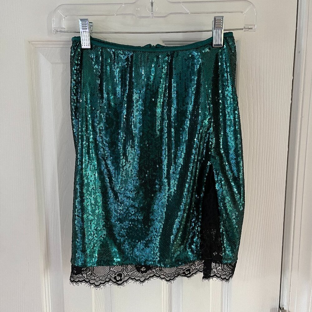NWT Motel green sequin mini skirt